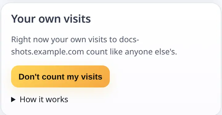 Your own visits switch on the Manage site page