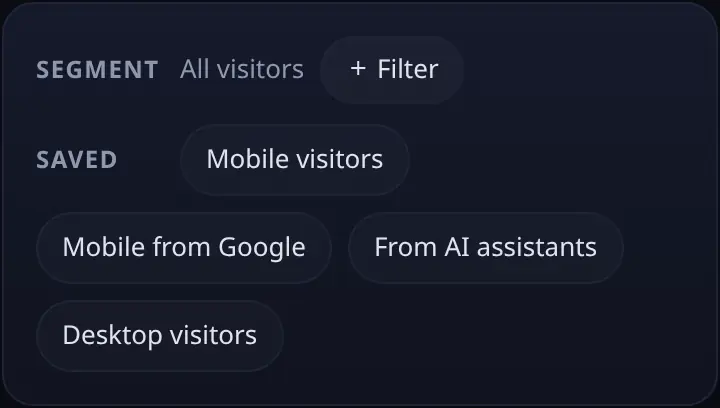Segment and filter bar with saved segments