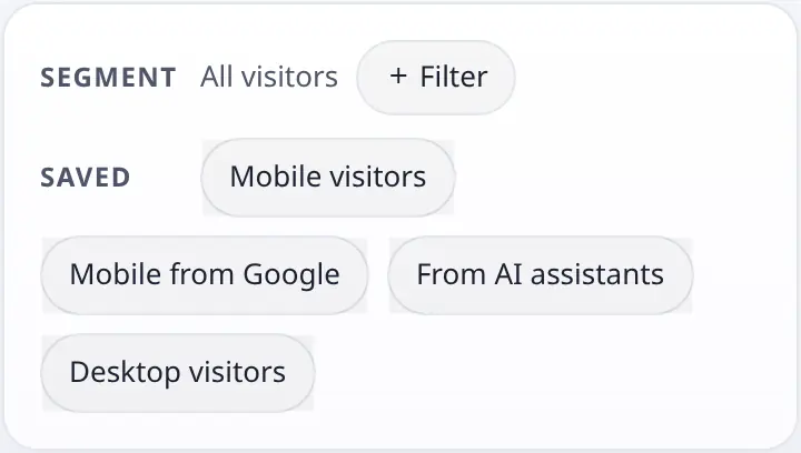 Segment and filter bar with saved segments