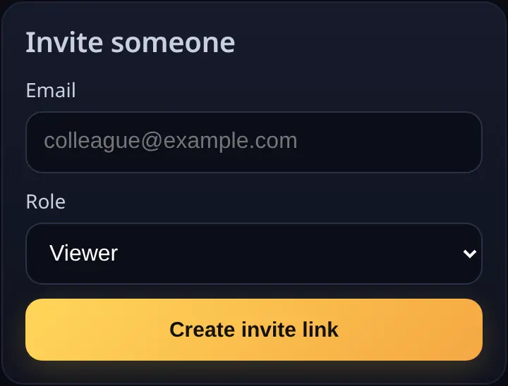Invite someone form with role choices