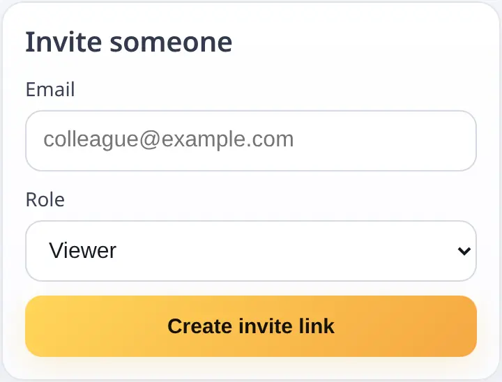 Invite someone form with role choices